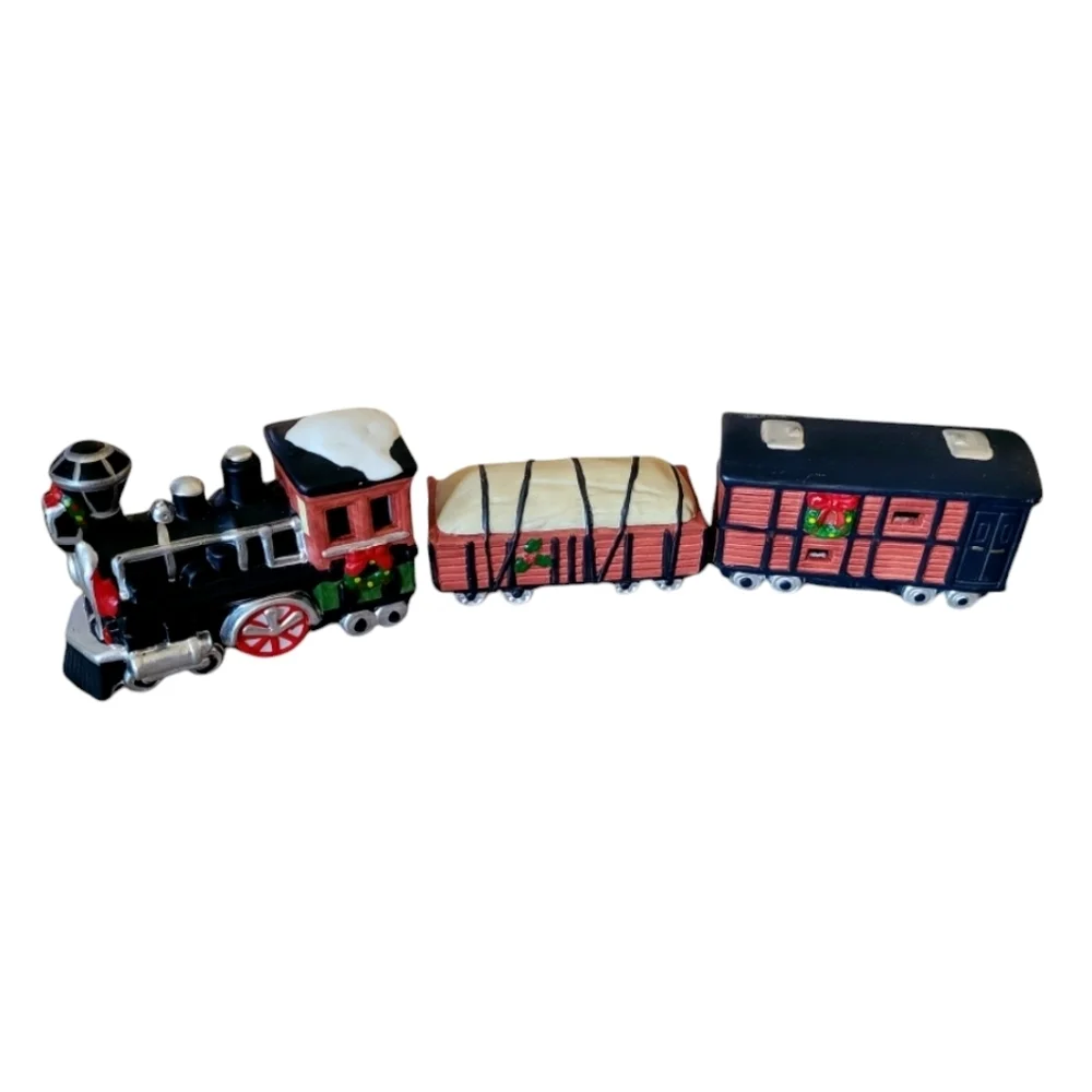Dicken's Keepsake 3Pc Christmas Porcelain Vintage Train Set With Original Box